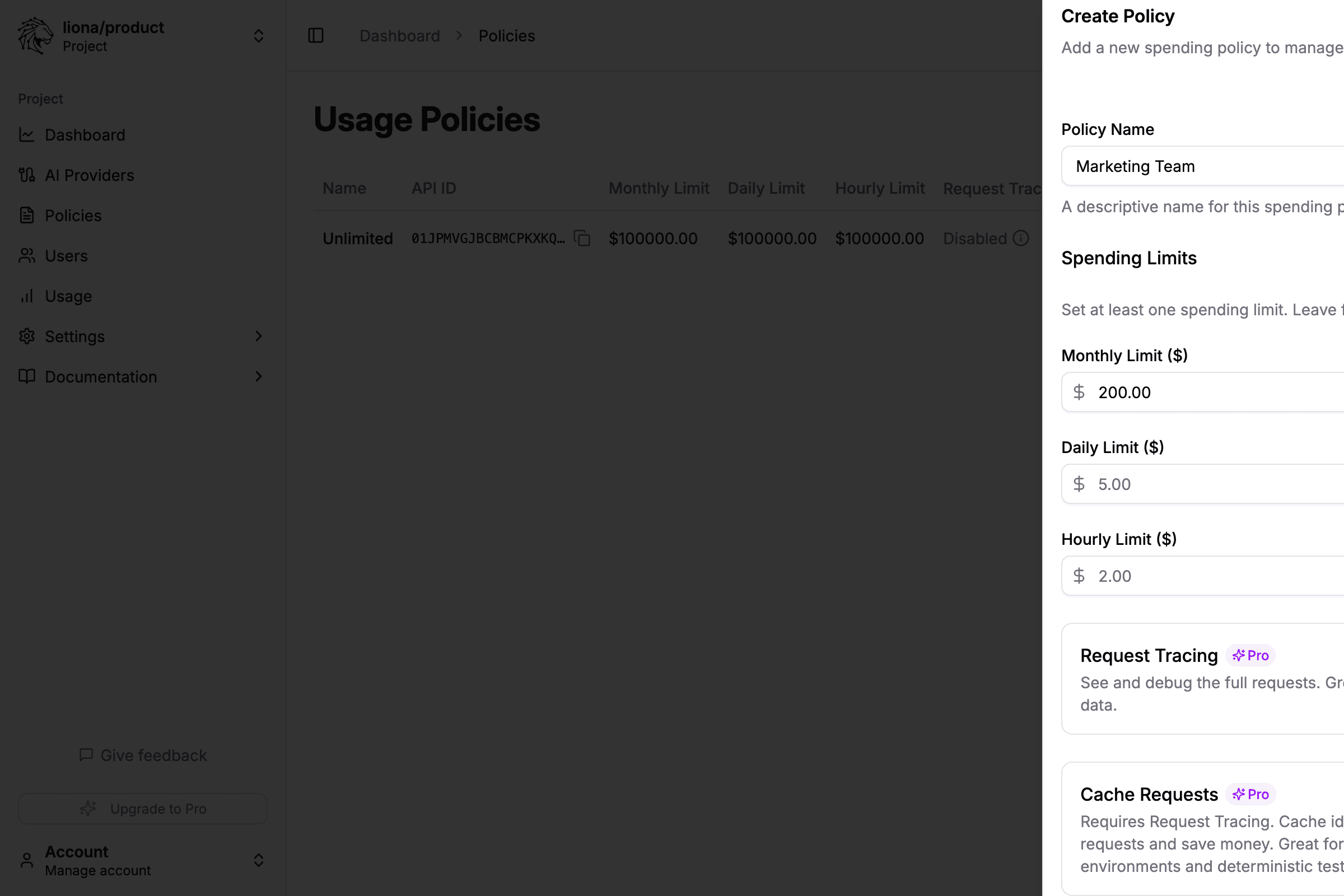 Creating a usage policy