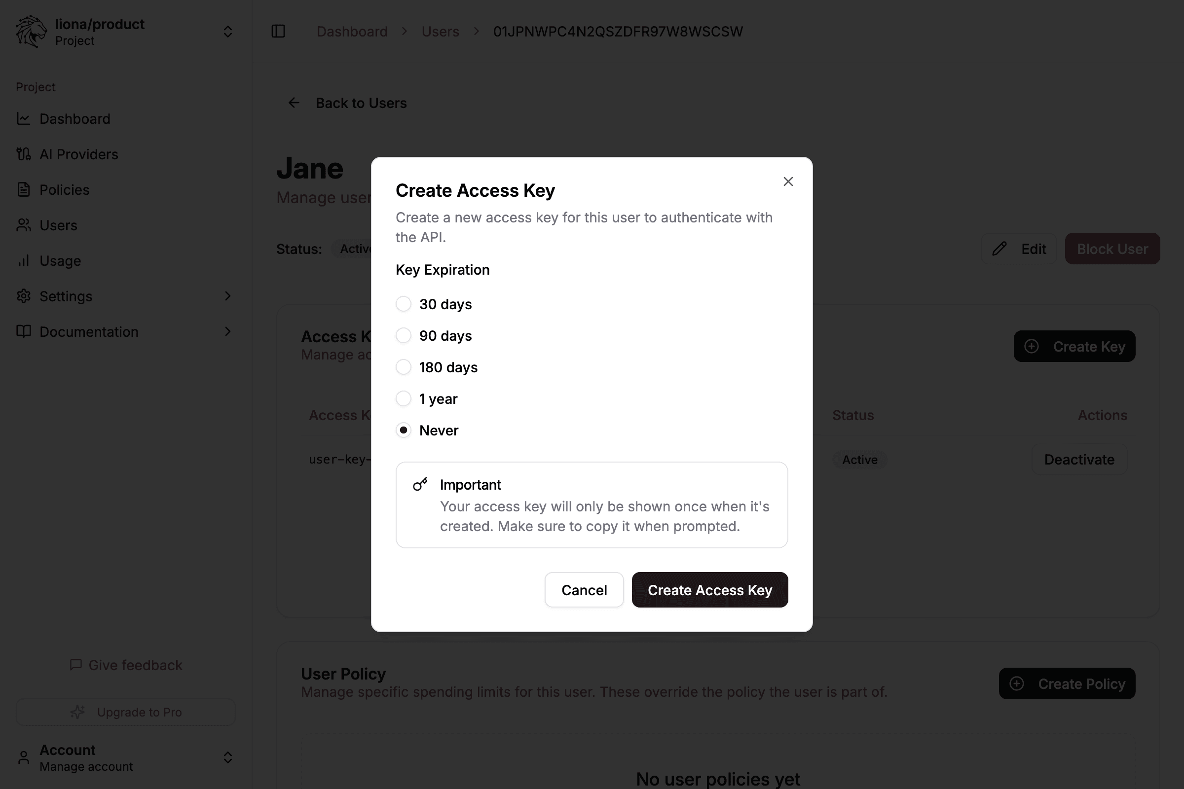 Generate additional key