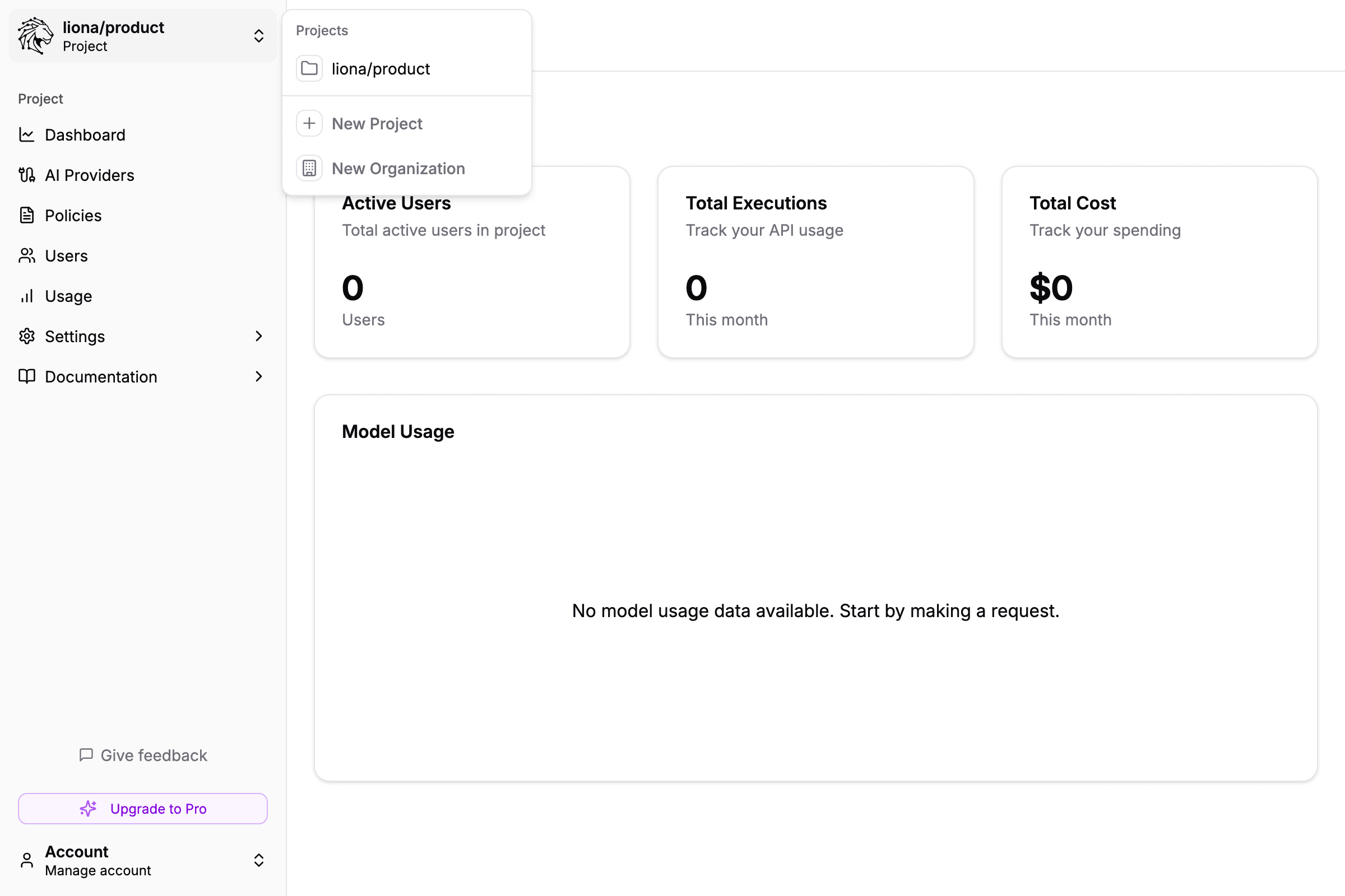 Click the project selector