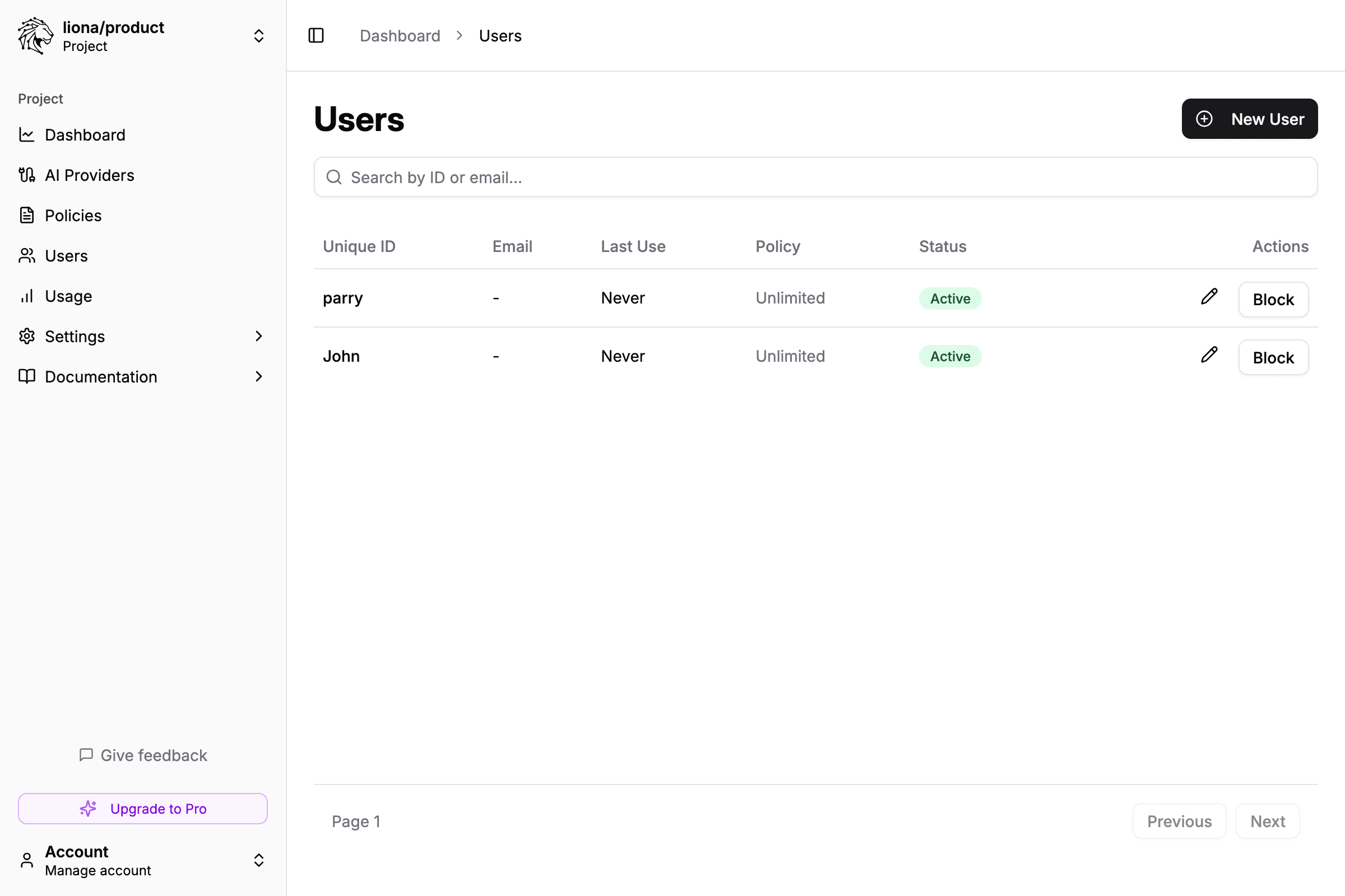 Navigate to Users